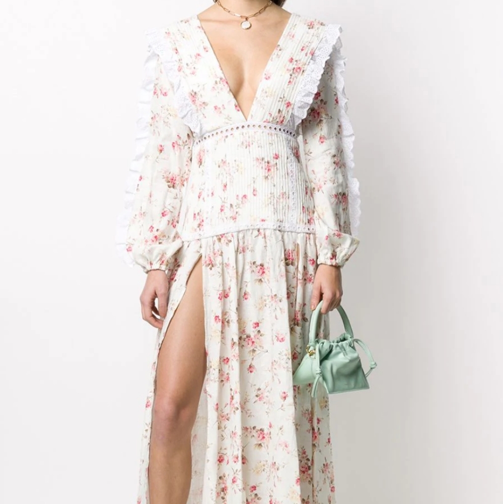 NWT🌼Wandering🌺 Floral Linen Maxi Ruffle Dress